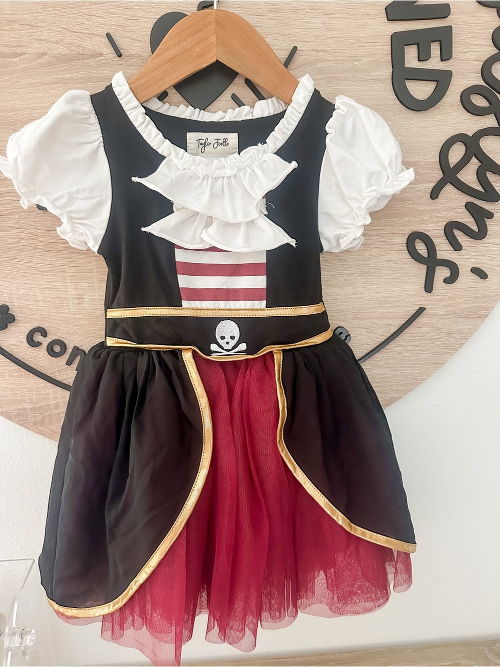 Taylor Joelle Toddler Pirate Dress Costume in Black & Red 3T